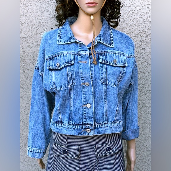 Western Style Crop Jean Jacket With Sequin Fringe sz L Yep! I said Sequin Fringe - Picture 2 of 6